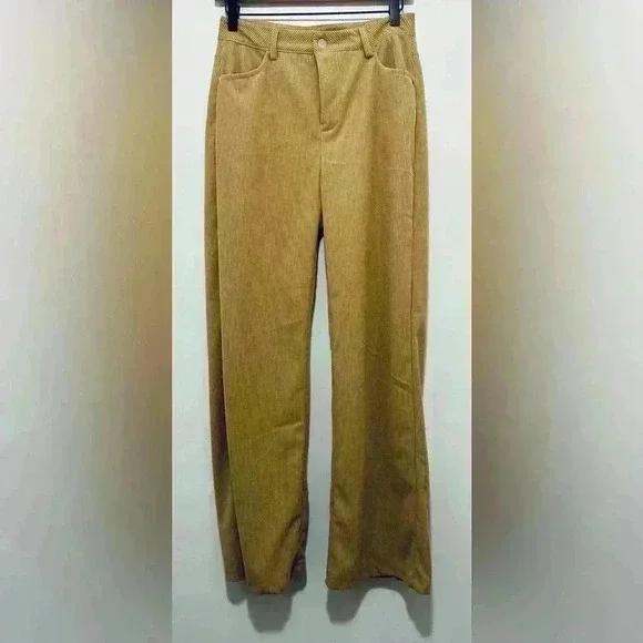 NWOT Amazon Camel corduroy hi-rise wide leg pants, Women’s Size Small - Picture 1 of 10